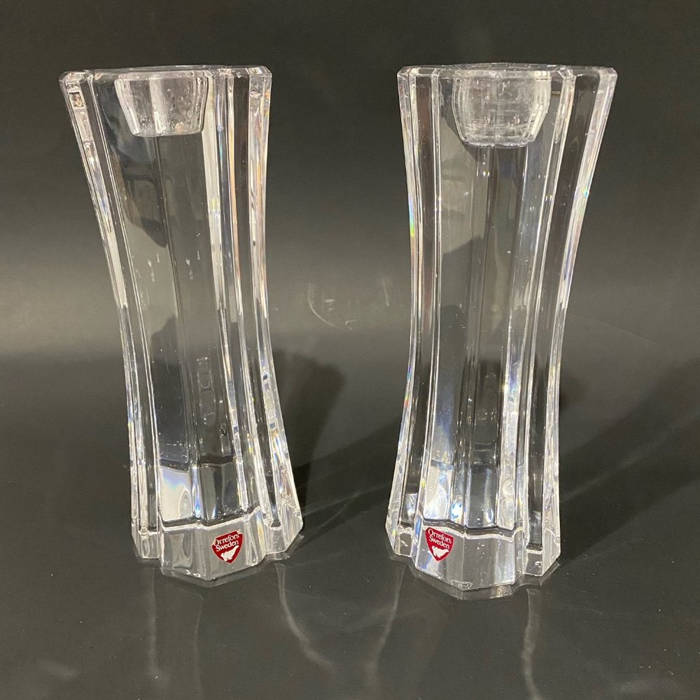 Orrefors crystal candle sticks